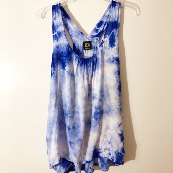 Bobeau Tie Dye Racer Back Tank in Blue White Sz M - Picture 2 of 8